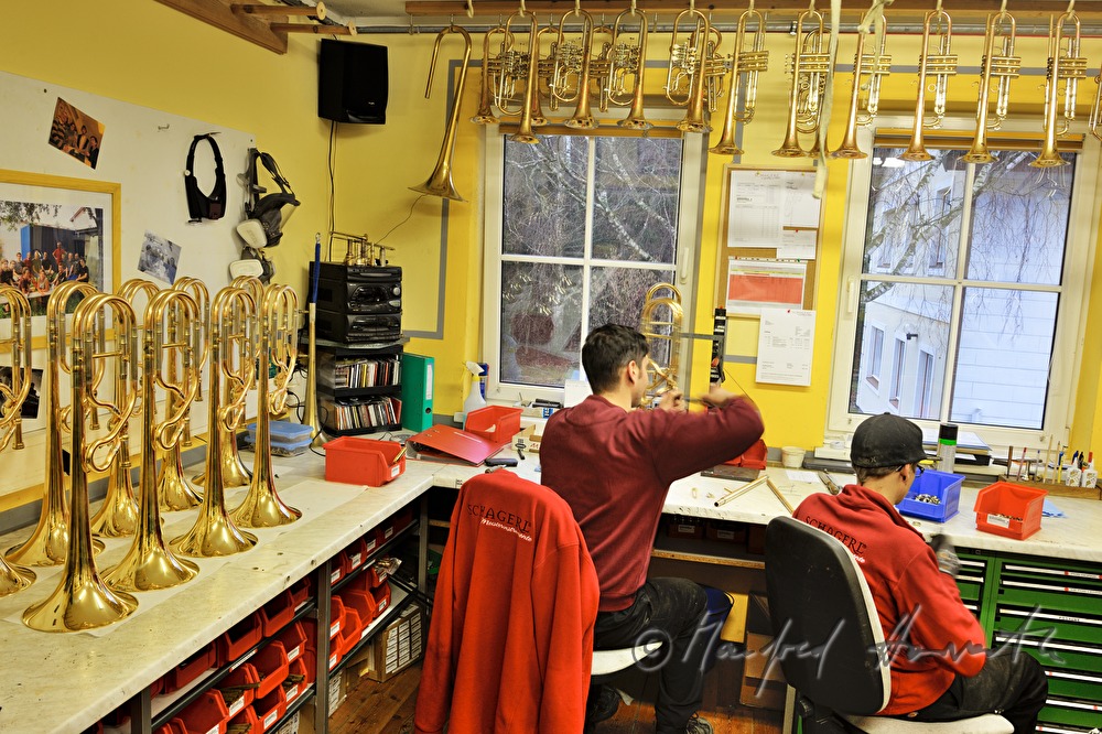 soldering operating elements to a trumpet