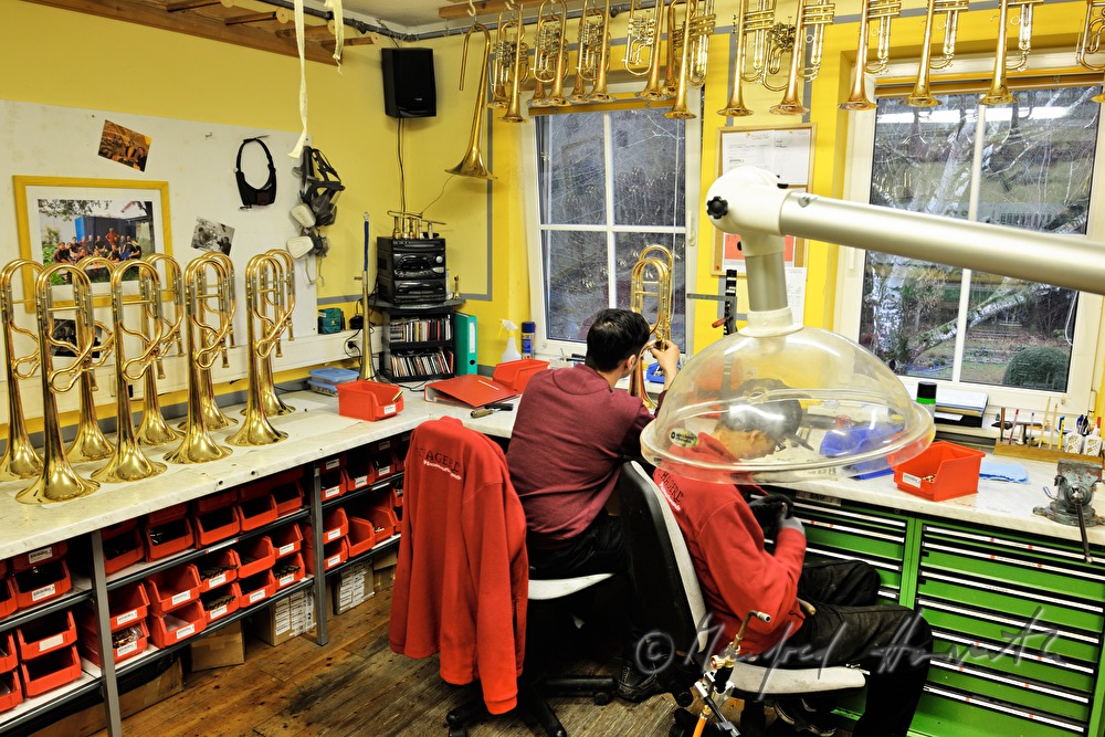 soldering operating elements to a trumpet