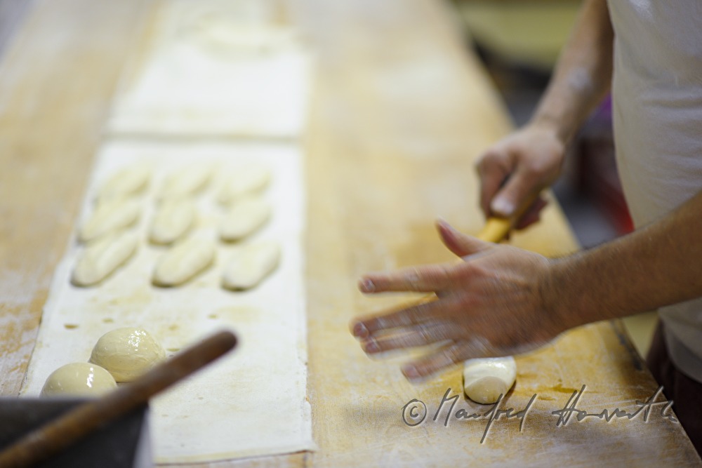 making of bread rolls by hand