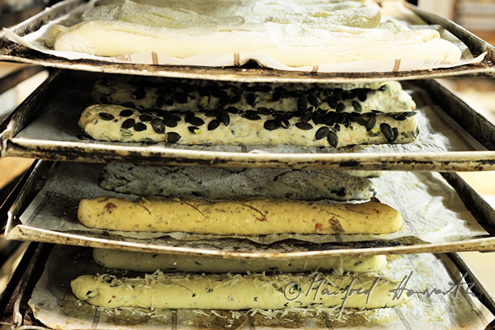 special baguettes before baking in the shelf