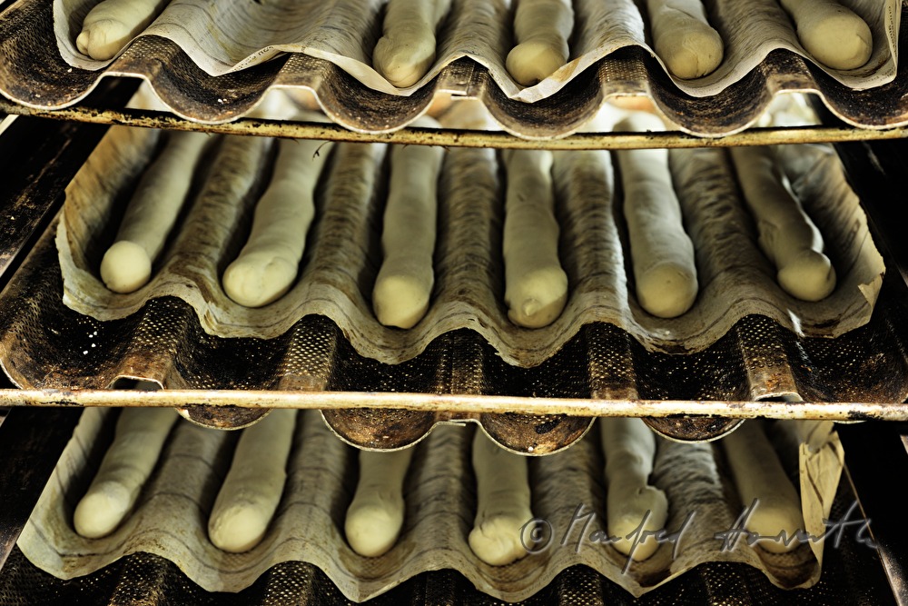wheat baguettes waiting to be baked