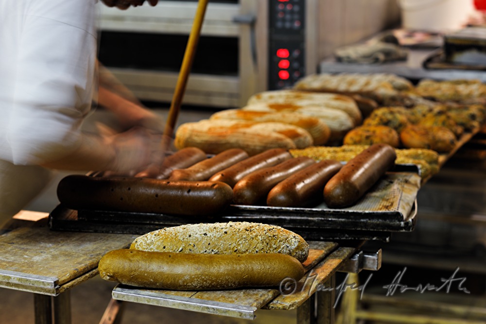 freshly baked special breads near the baking oven