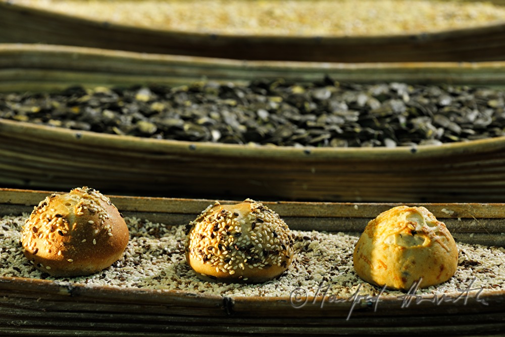 freshly baked bread rolls