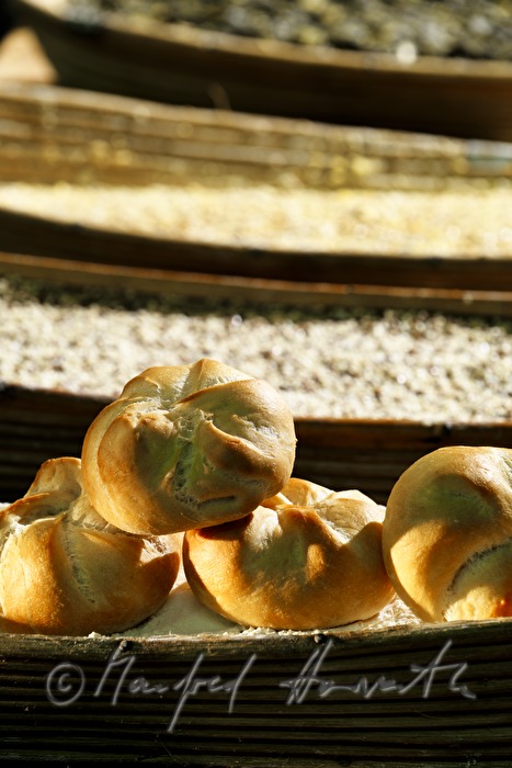 freshly baked bread rolls