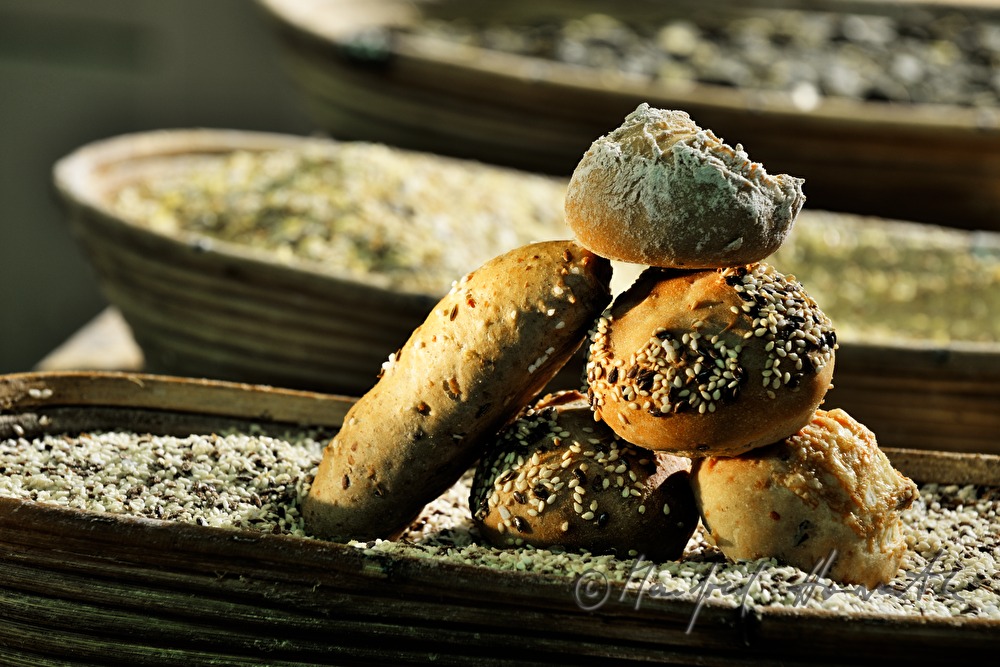 freshly baked bread rolls