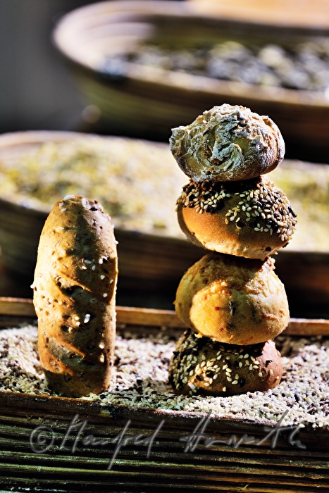 freshly baked bread rolls