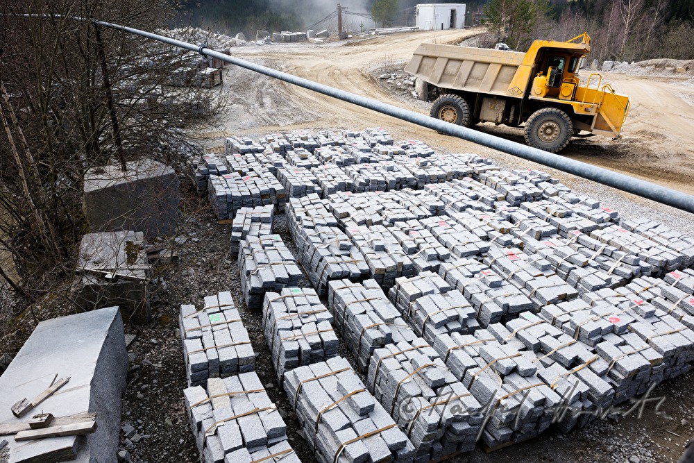 border stones on stock near the street