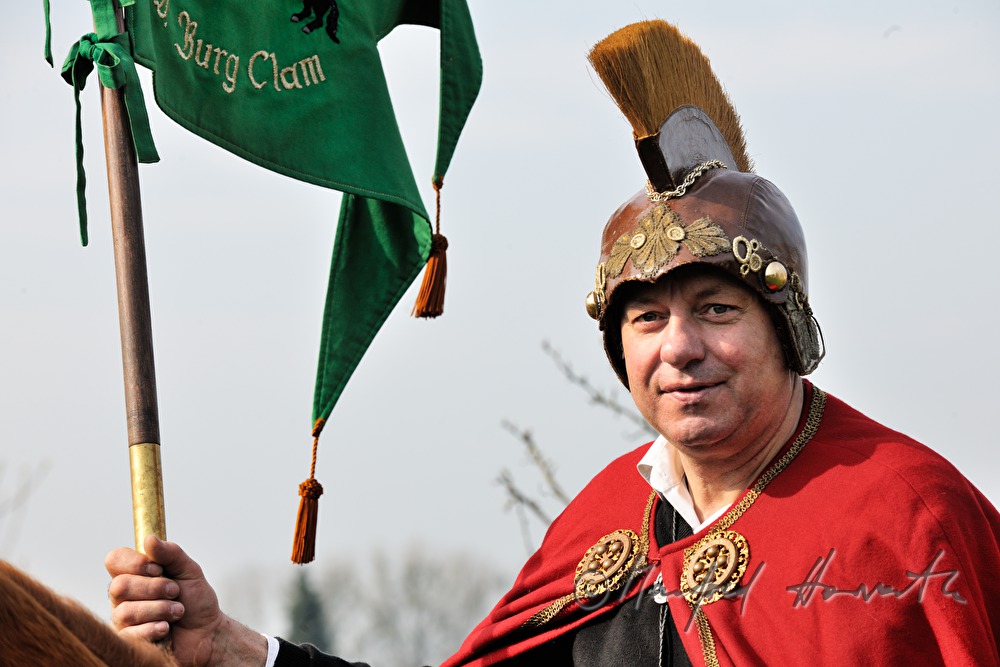 impersonator of St. George at the horse pilgrimage