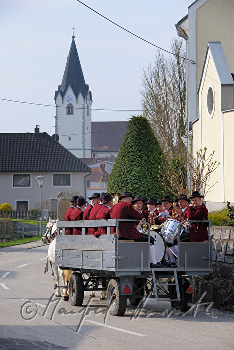 horse cab with musicians at the horse pilgrimage