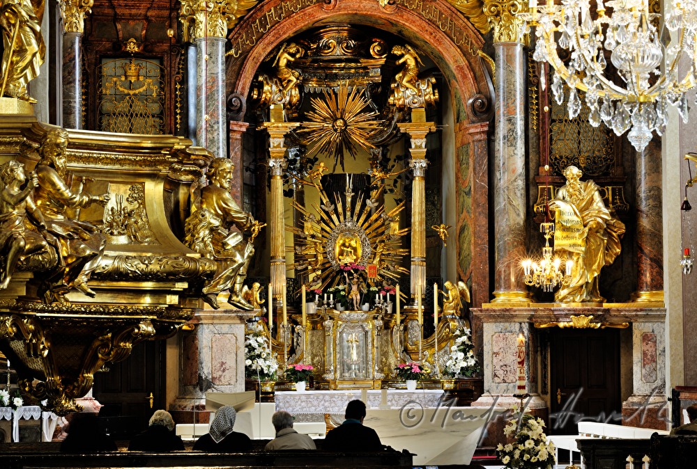 altar of the pilgrimage church with the carved statue pieta