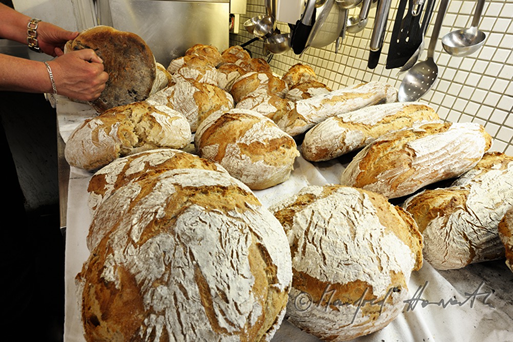 freshly baked bread is cooling off