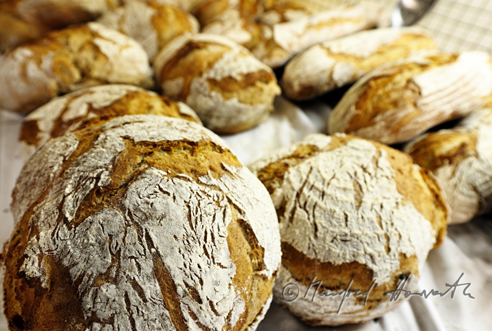 freshly baked bread is cooling off