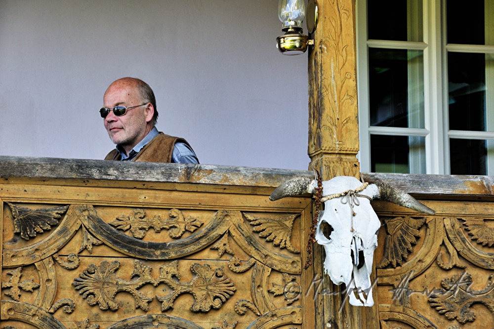 Otto Lechner on the balcony of his villa