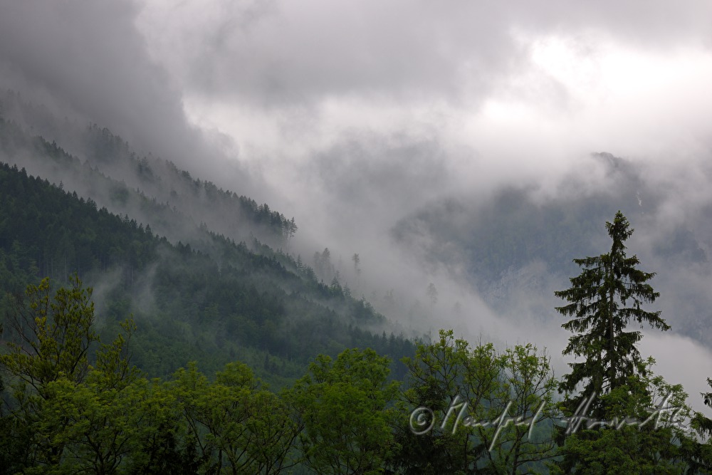 deep rain clouds in the mountains