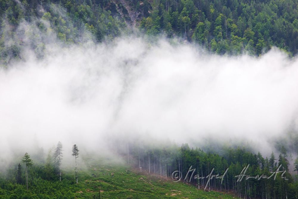 deep rain clouds in the mountains