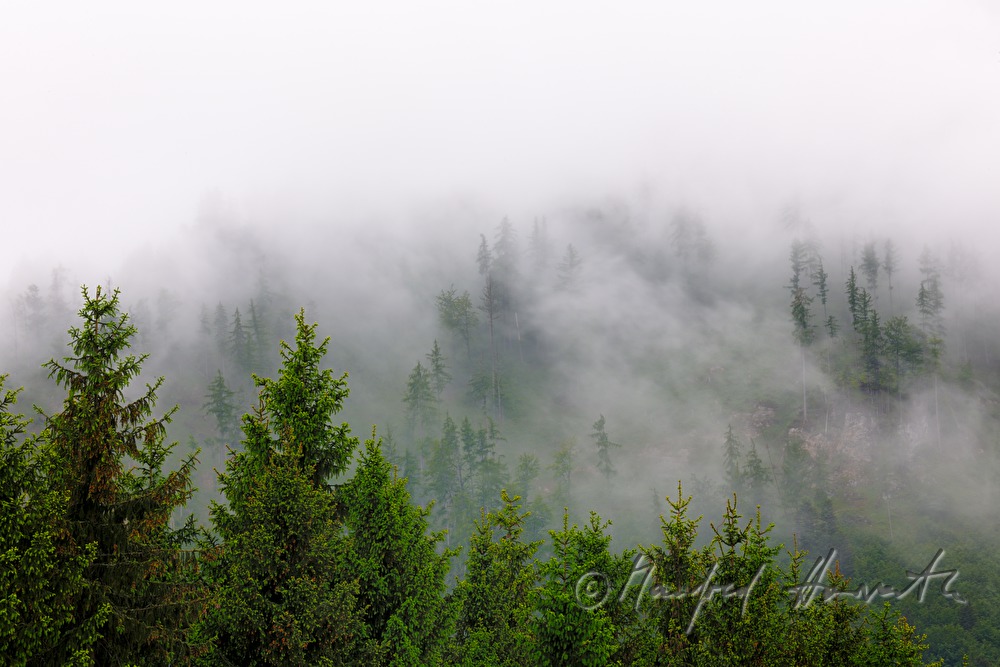 deep rain clouds in the mountains