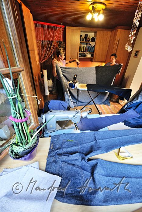 tailoress making Jeans from Denim