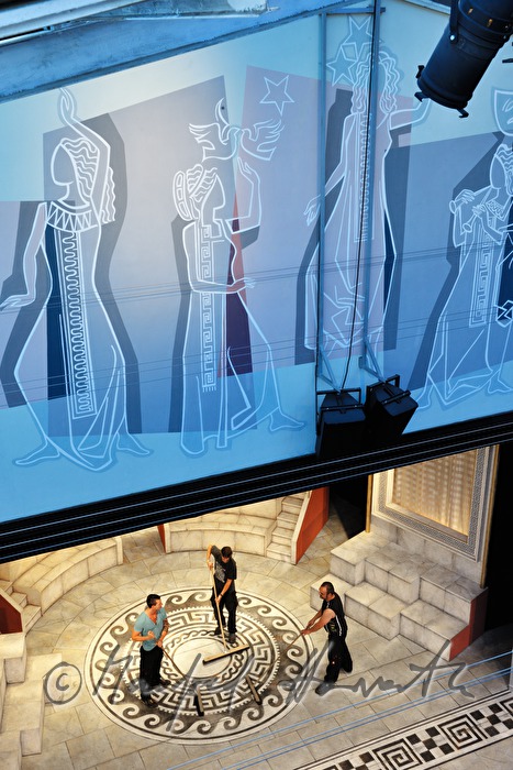 cleaning the stage in the break the operetta 