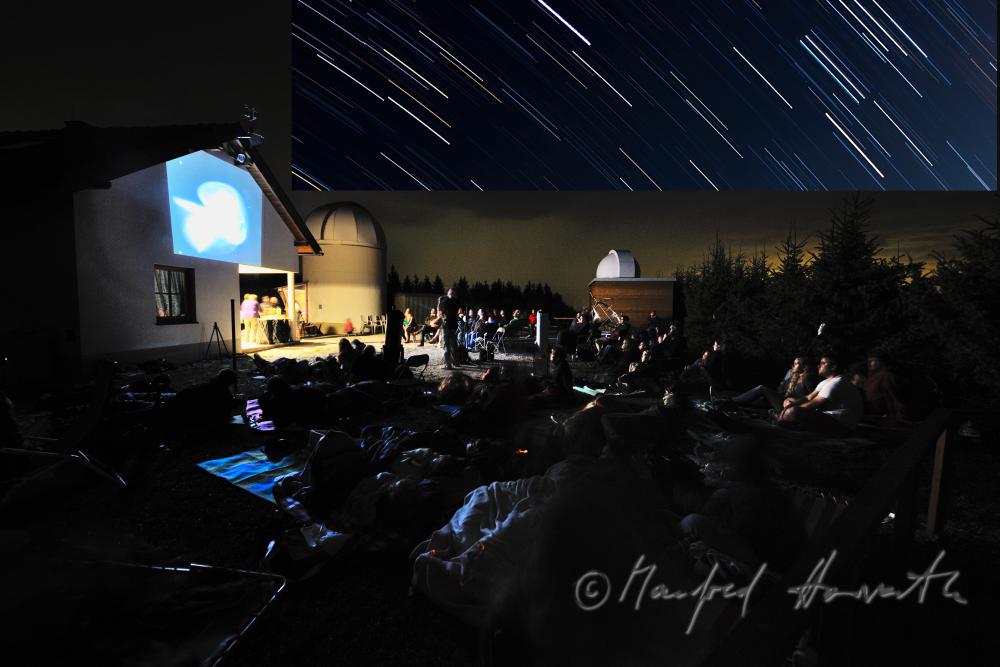 star watchers at a presentation near the observatory