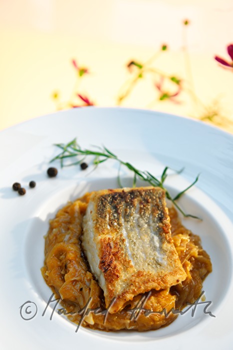 fish dish: pike perch with sweet chilli cabbage