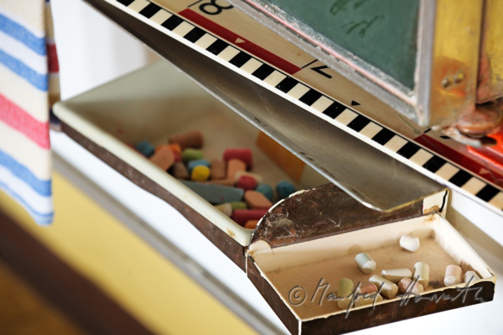 liquorice chalk at the blackboard
