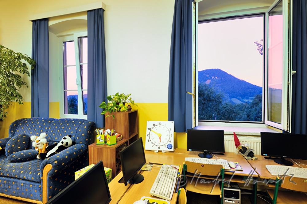 computer lecture room and look out