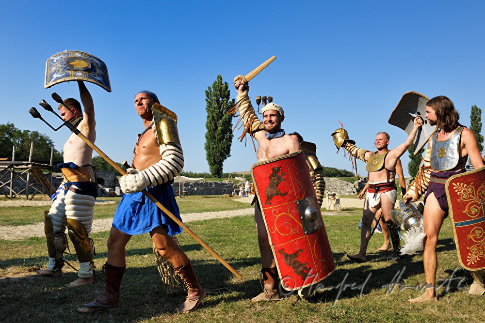 gladiator fight in the amphitheater