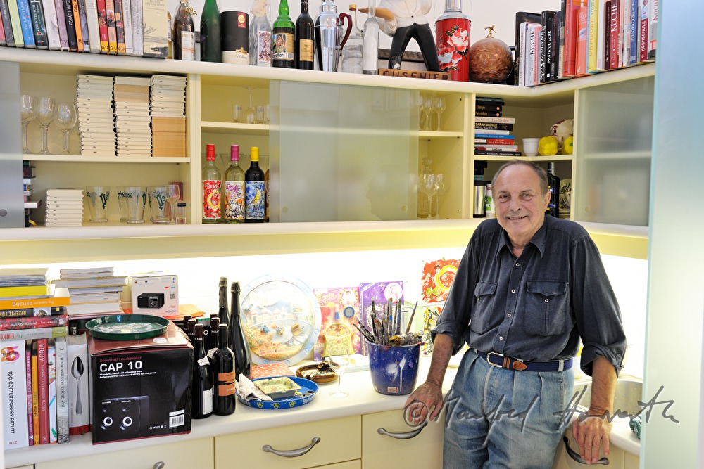 the painter CL Attersee in his studio