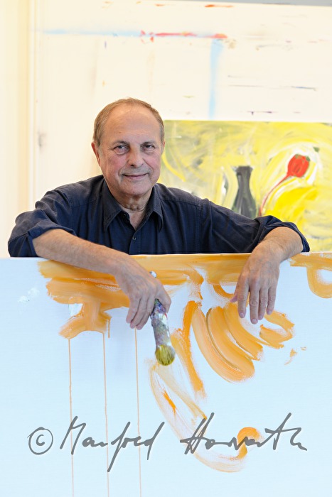 the painter CL Attersee in his studio