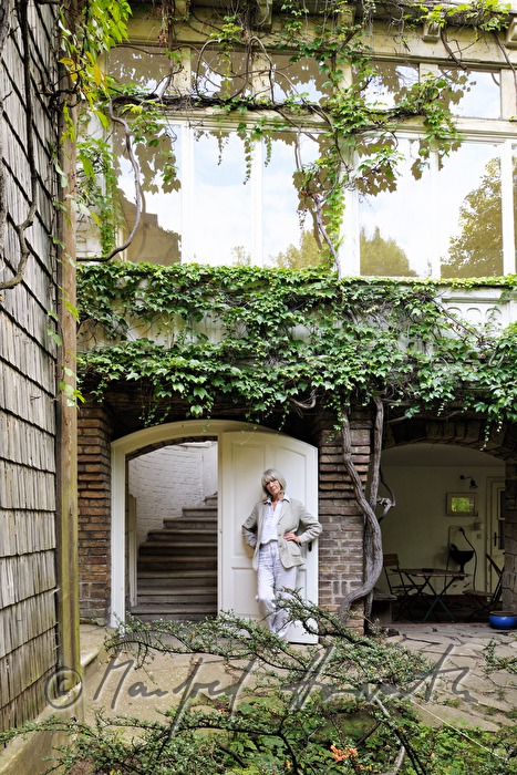 Erika Pluhar in her garden