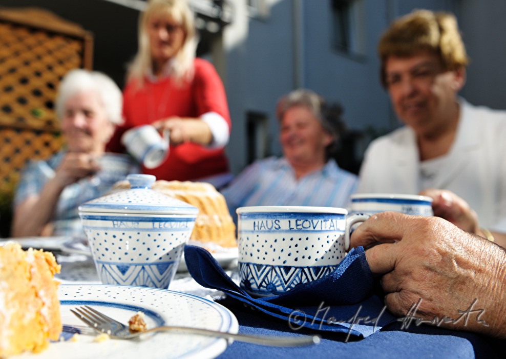 afternoon coffee party in the home for the aged