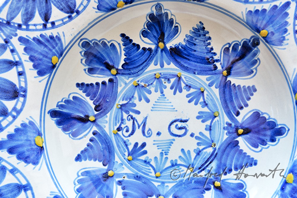 old soup plate with initials