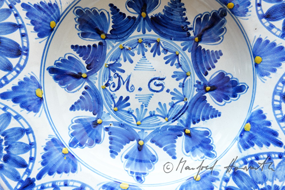 old soup plate with initials