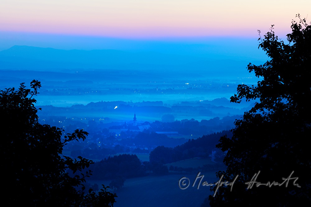 view to the Alpine foothills to monastery Seitenstetten
