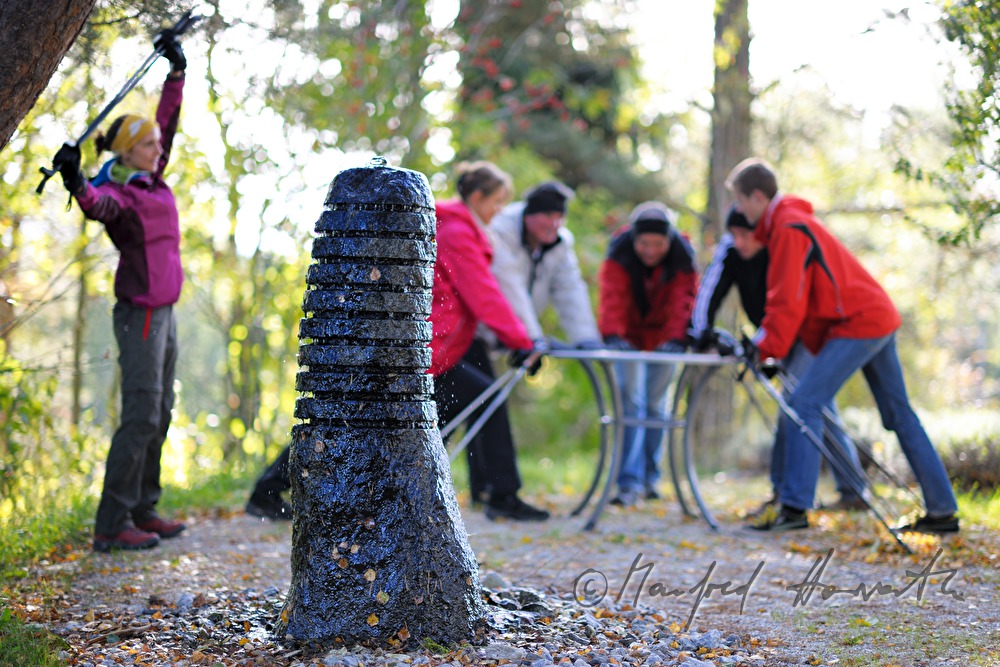 stretching after the daily Nordic walking unit
