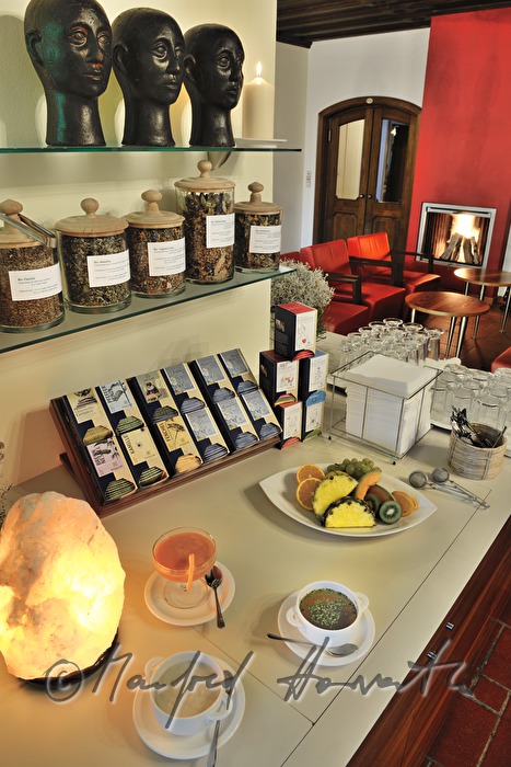 tea self service staion in the fireplace room