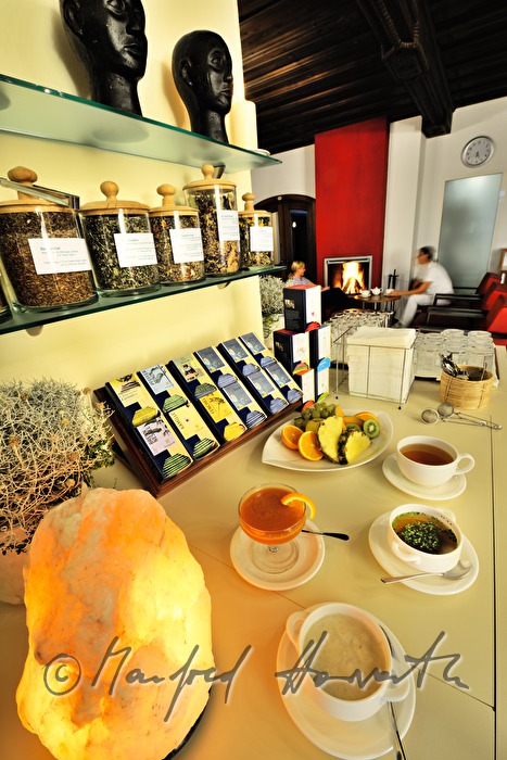 tea self service staion in the fireplace room