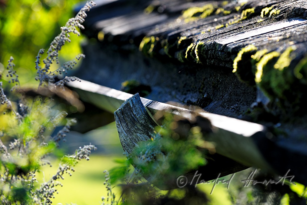 gutter made of wood on a farmhouse