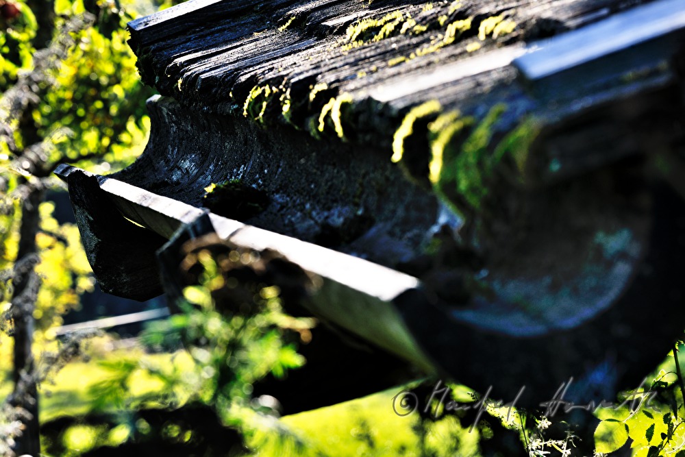 gutter made of wood on a farmhouse