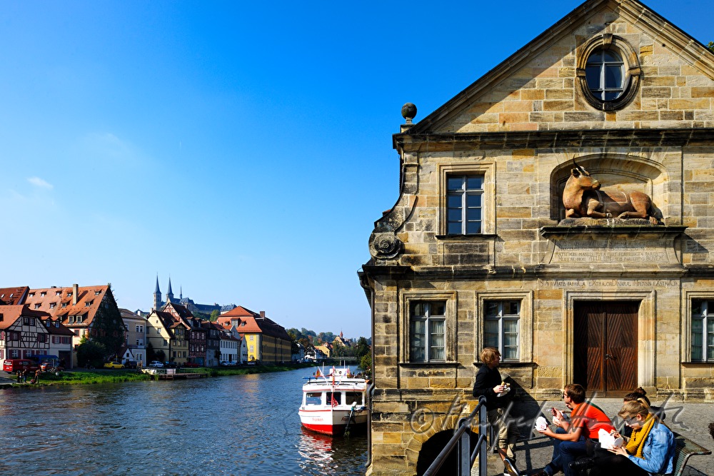 Alte Fleischhalle (Old Meat Hall) on the rivershore of the river Regnitz