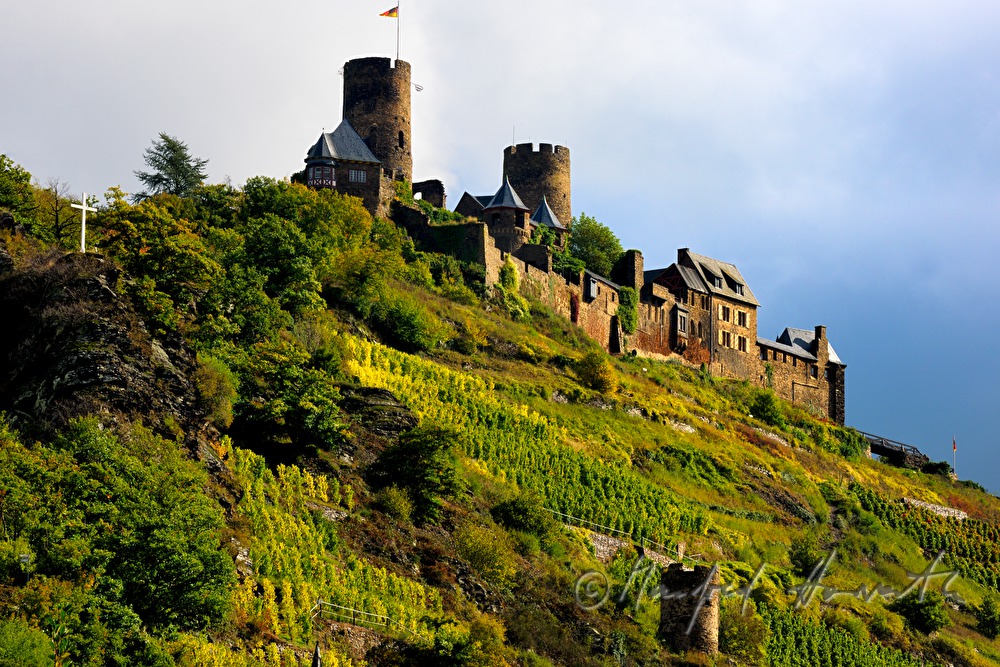 Castle Thurant on top of a hill with vineyards