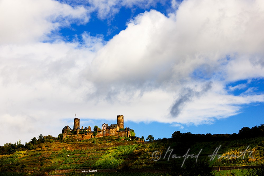 Castle Thurant on top of a hill with vineyards