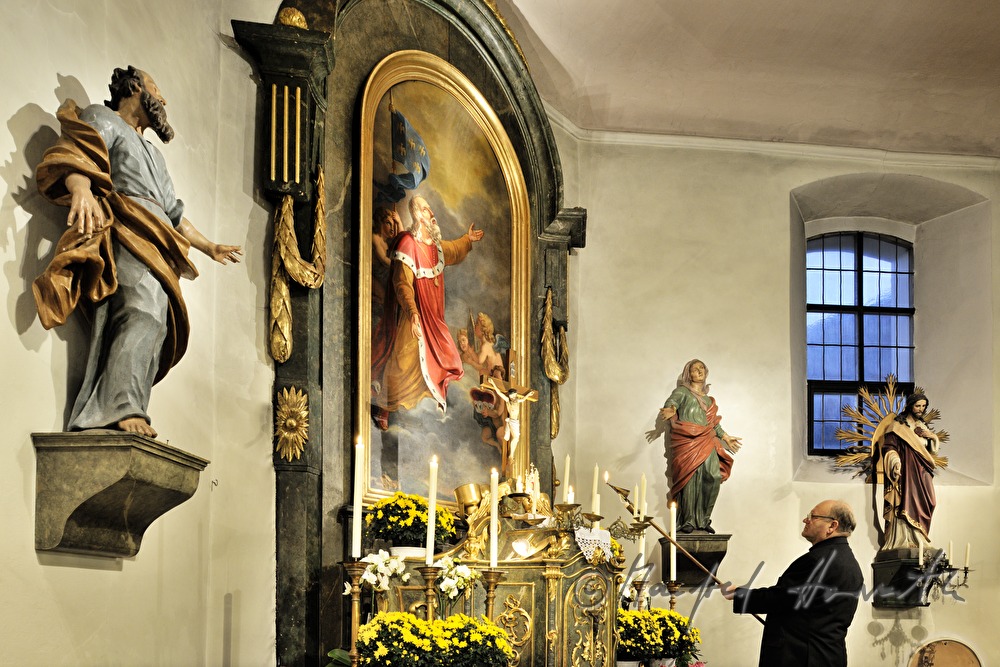 reverend Josef Kantusch in his church