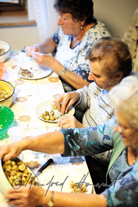 making of puree of sweet chestnuts