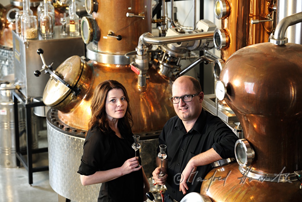 the producers of Schnaps near the distilling plant