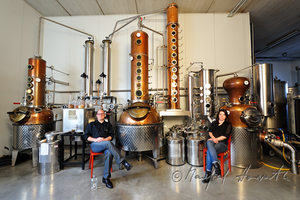 the producers of Schnaps near the distilling plant