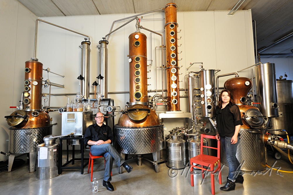the producers of Schnaps near the distilling plant