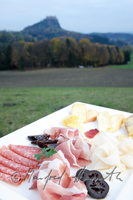 starter with Vulcano ham, salami and cheese