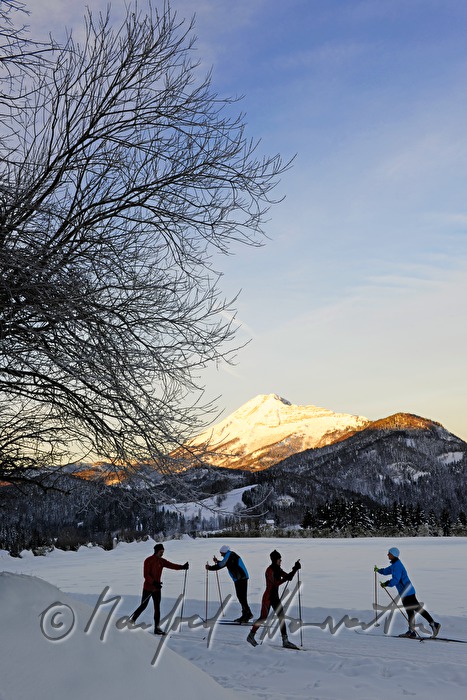cross-country ski trail with view to the Oetscher