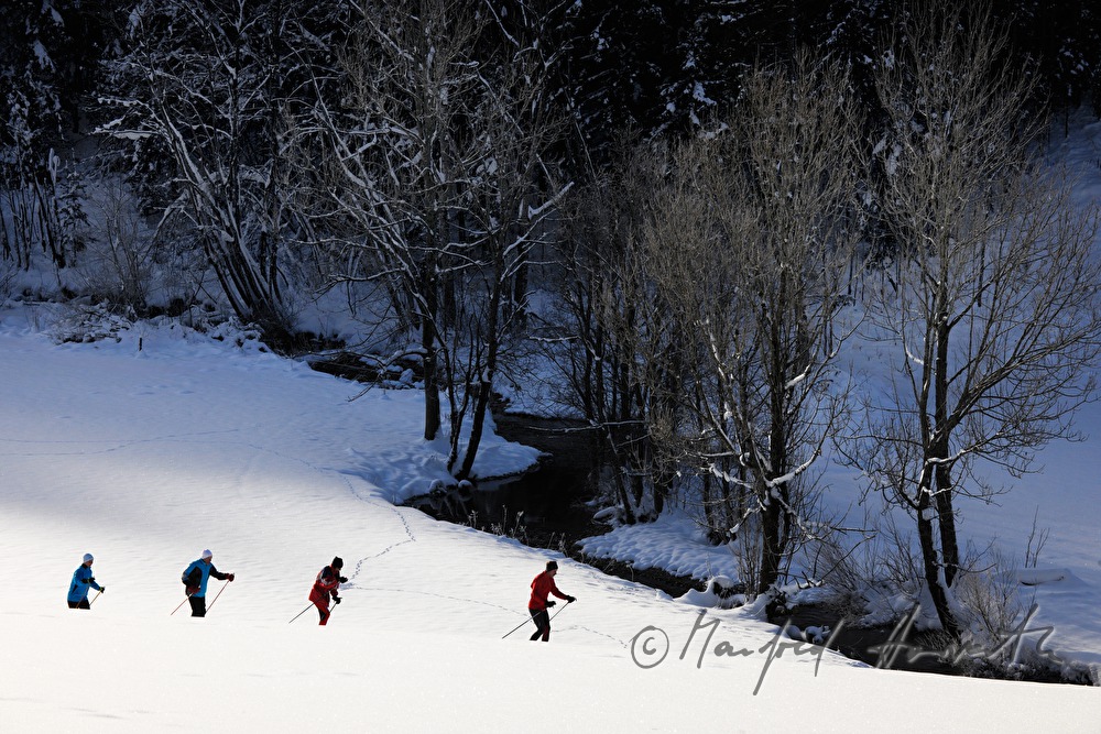 cross-country ski trail with view river meander